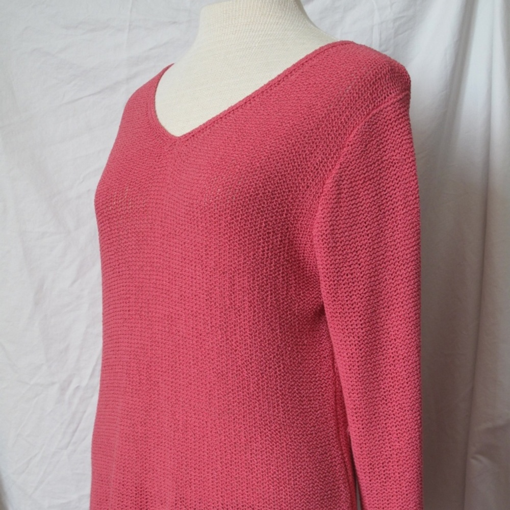 EILEEN FISHER PEACH PINK V-NECK  PULLOVER SWEATER.